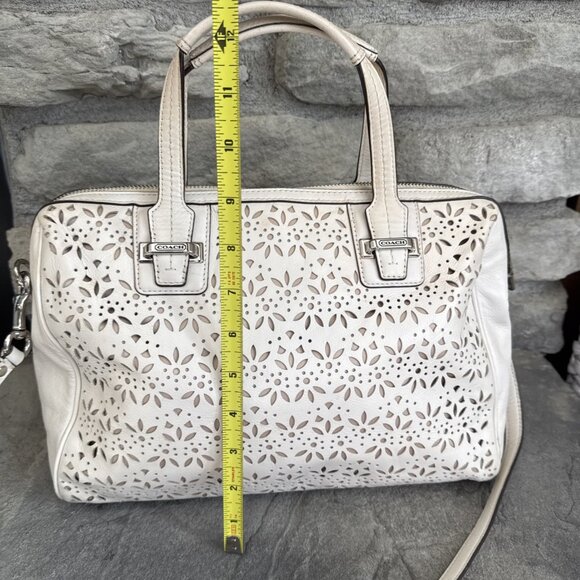 Coach Taylor Eyelet Leather Satchel w/ Shoulder Strap Ivory/White F27392 Bridal - Picture 4 of 10